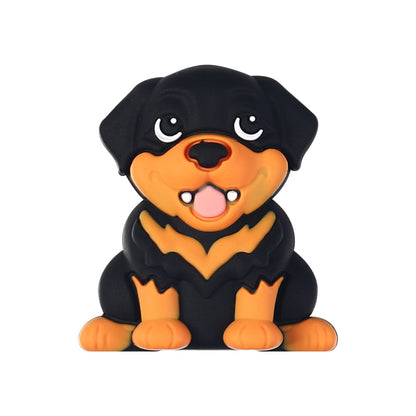 Silicone 3D Focal Beads Puppy Sitting Pose Smiling Face 20pcs 16