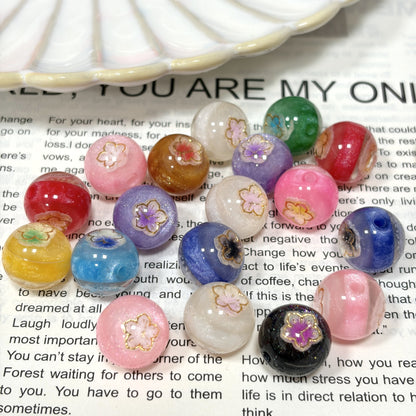 Luminous Color-Changing Resin Round Flower Beads 16mm 10pcs 2