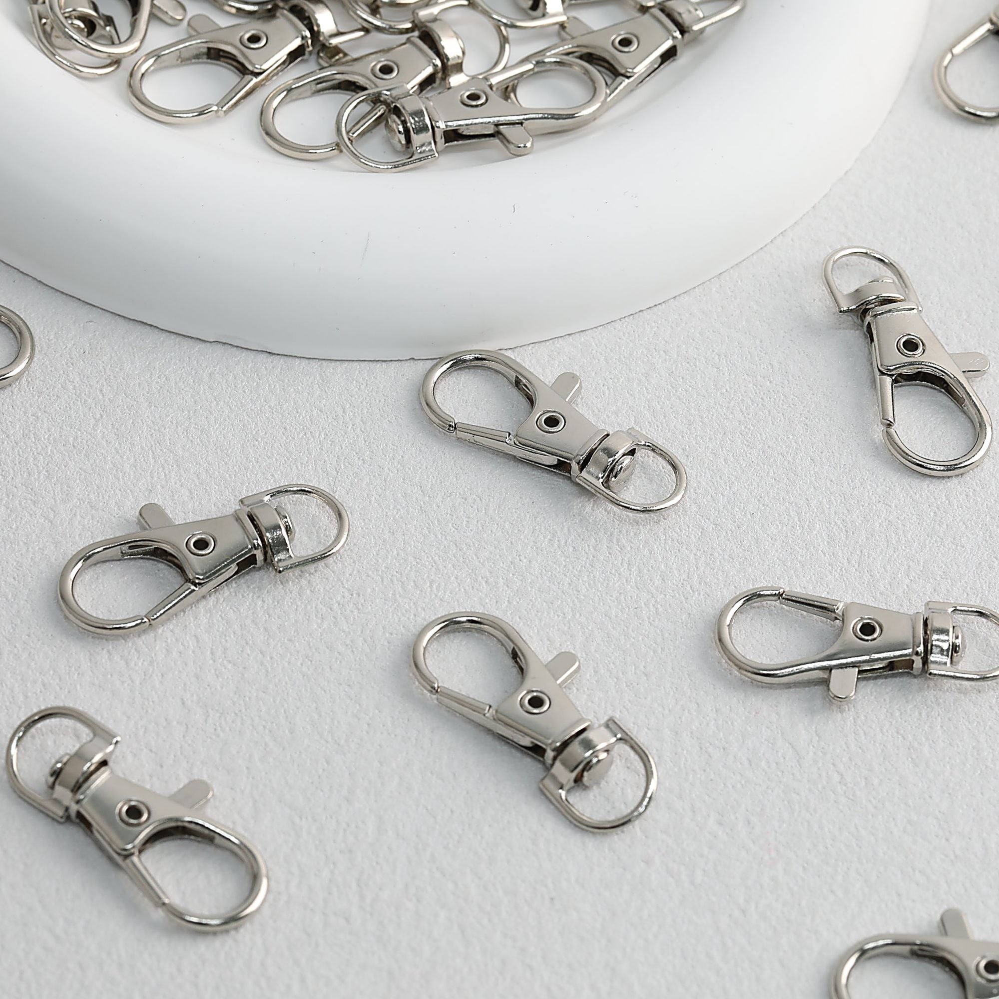 Zinc Alloy Swivel Lobster Claw Clasps Metal Nickel Plated 20pcs