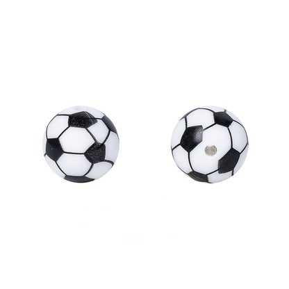 15mm Silicone Beads Sports Ball Printed Soccer Football Volleyball 10pcs 6