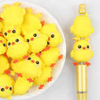 3D Cute Cartoon Yellow Chick Silicone Focal Beads 20Pcs 