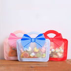 Matte Bow Zip Lock Plastic Handle Window Bags Pink Blue Red 10pcs 19x20 24x26cm