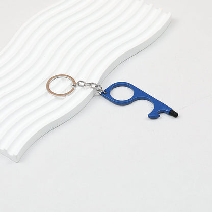 No Touch Door Opener Touchscreen Keychain Multifunctional Alloy - Blue