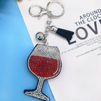 Diamond Wine Glass Keychain Red Crystal Zinc Alloy Sparkling Charm 2