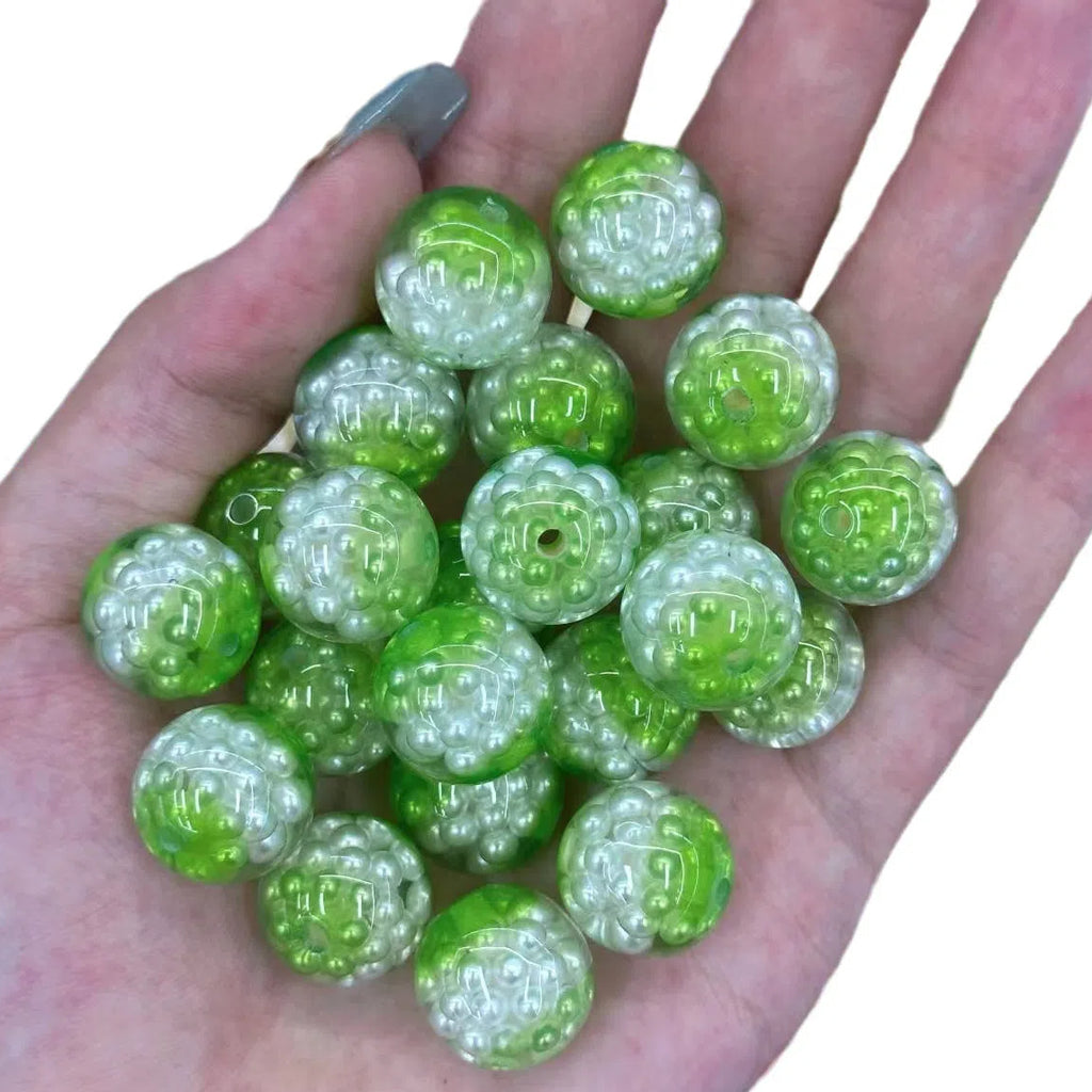 Dual Color Imitation Pearl Waxberry Resin Beads 16mm Glossy Bubblegum 10pcs 4