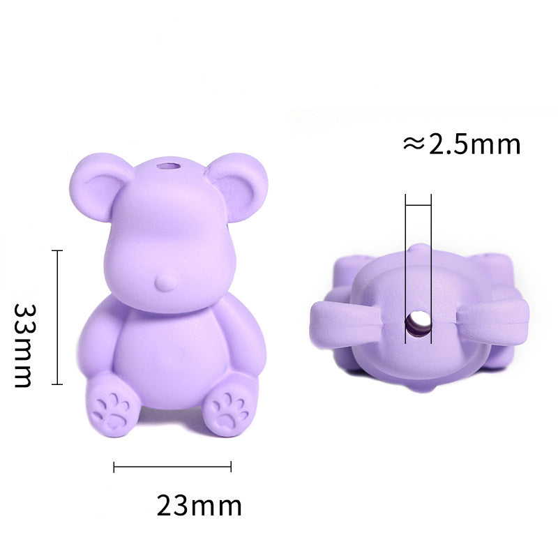 UV Finish Bear Acrylic Beads 23x33mm Pastel Cartoon 30pcs 2