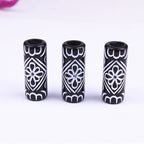 Vintage Patterned Tube Acrylic Beads 26mm Black White Floral 100pcs 2