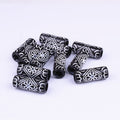 Vintage Patterned Tube Acrylic Beads 26mm Black White Floral 100pcs 5