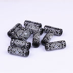 Vintage Patterned Tube Acrylic Beads 26mm Black White Floral 100pcs 5