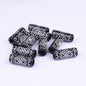 Vintage Patterned Tube Acrylic Beads 26mm Black White Floral 100pcs 5