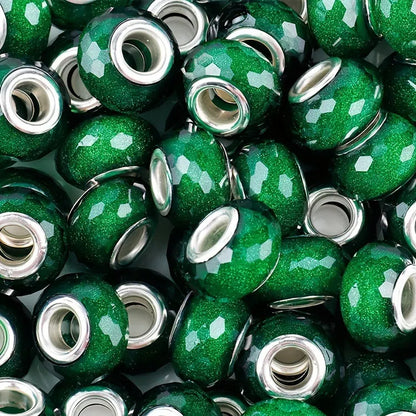 Faceted Glitter Resin Spacer Beads 14mm Mixed Colors 50pcs 13