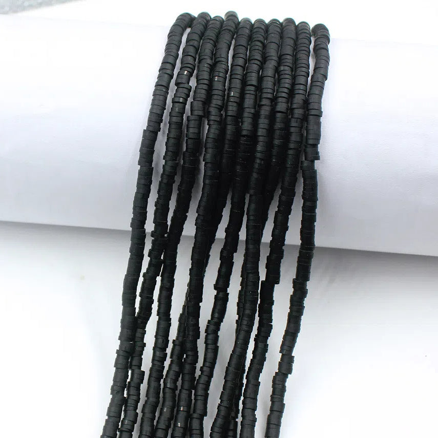 Flat Clay Beads 4mm Solid Color Polymer Disc 10strands 4