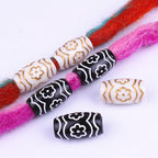 Small Flower Pattern Barrel Acrylic Beads 20mm Plastic Dreadlock 100pcs