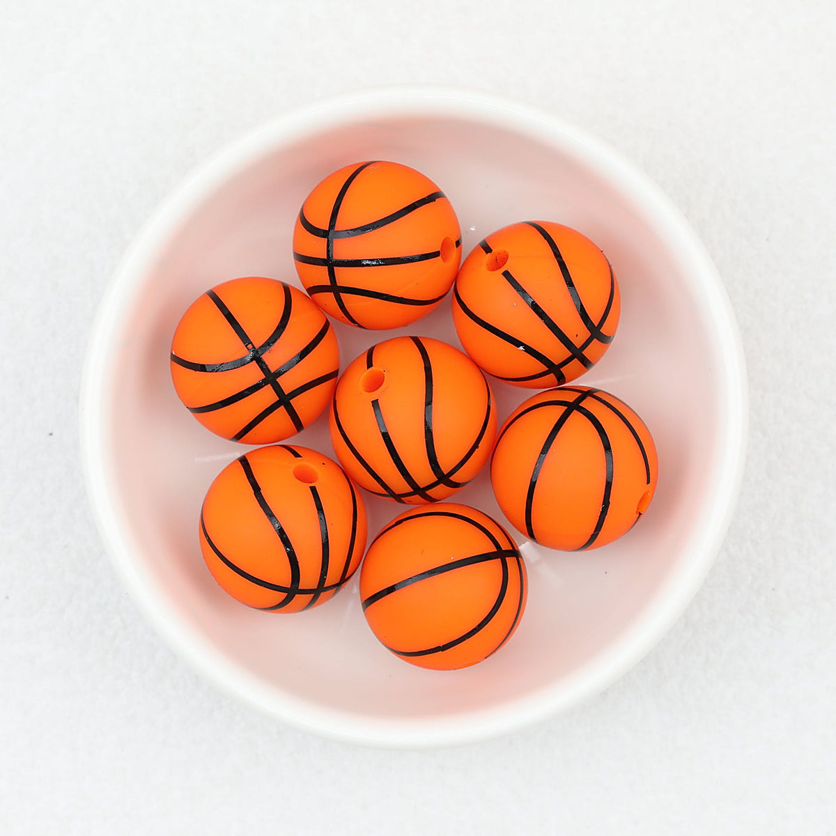 15mm Silicone Beads Sports Ball Printed Soccer Football Volleyball 10pcs - 15mm basketball beads