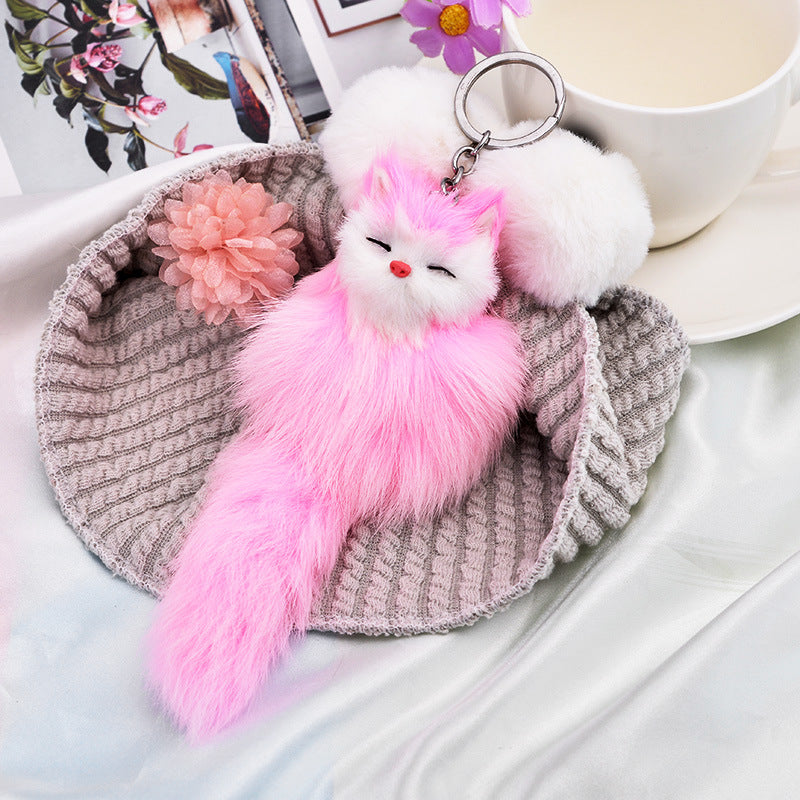 Fashion Plush Fox Keychain Soft Tail Wild Animal Charm 7