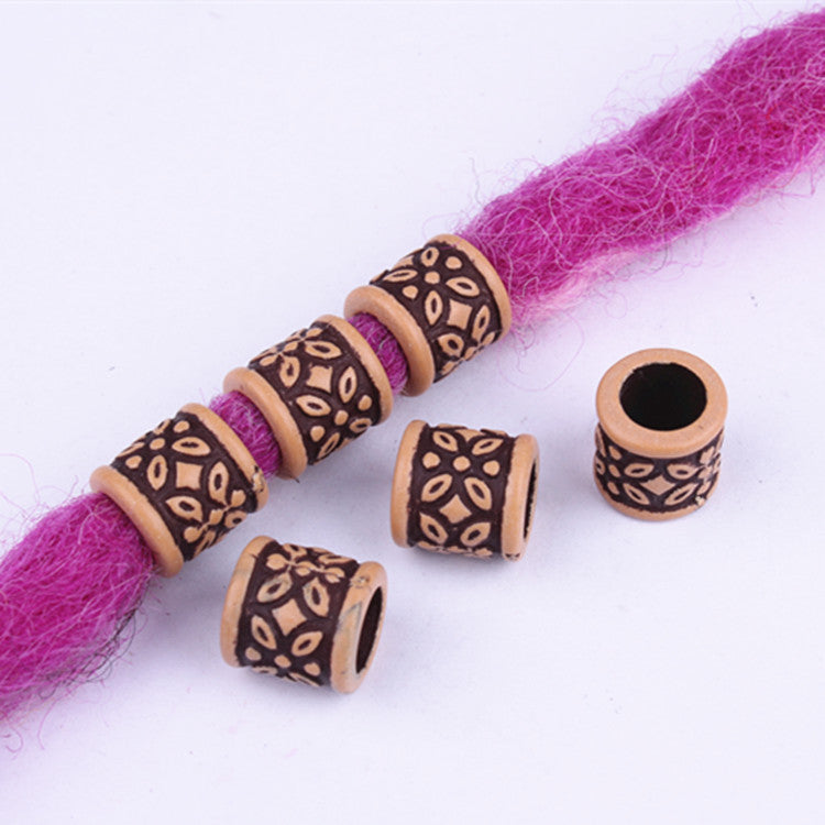 Clover Pattern Acrylic Beads 9mm Large Hole Rustic Wood Look 200pcs