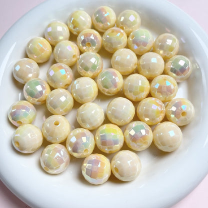 UV Finish Acrylic Plaid Round Beads 16mm Glossy Colorful 10pcs 9