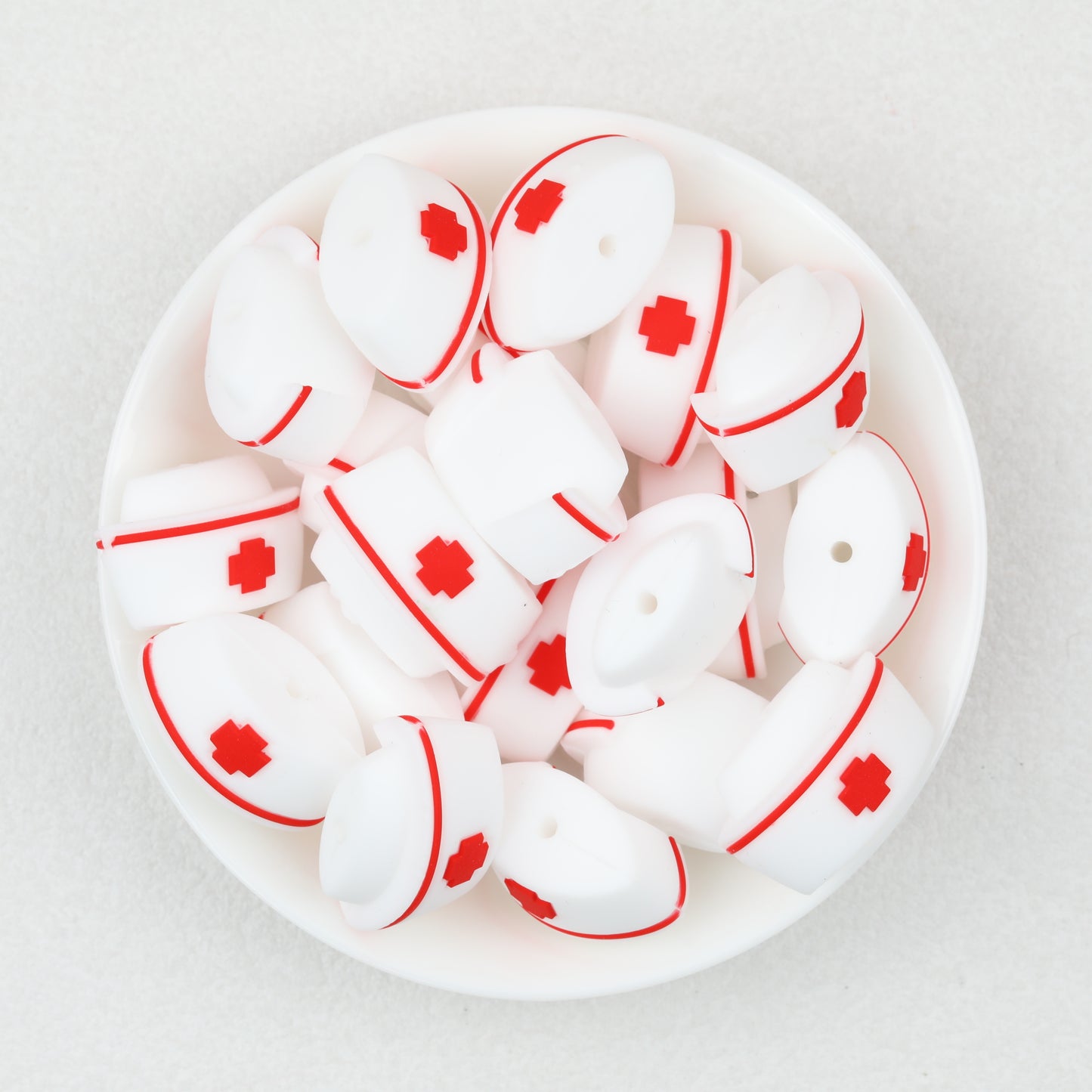 3D Colorful 3D Nurse Cap Silicone Focal Beads 20 Pcs 8
