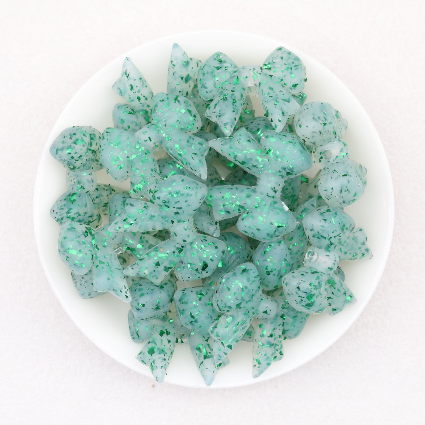 Sparkling Bow Shaped Silicone Focal Beads Glitter Effect 20pcs 10