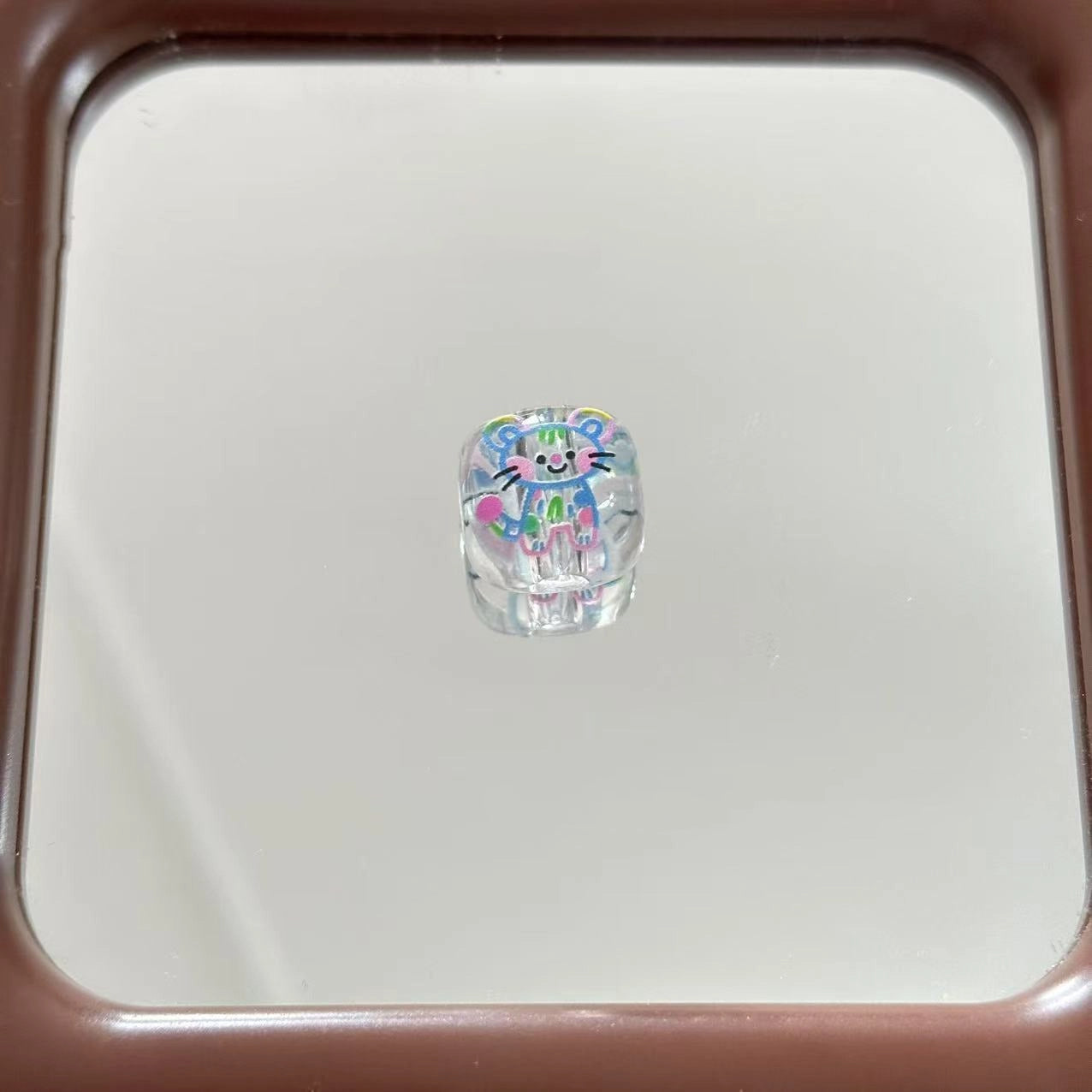 Clear Square Acrylic Beads 16mm Puppy and Kitten Pattern 10pcs 6