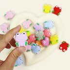 Silicone Focal Beads Frog Smiling Face Sitting Pose 10pcs 4