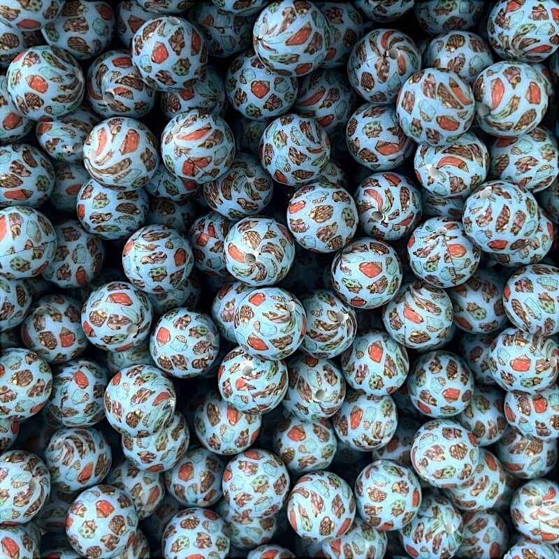 15mm Silicone Beads Dessert Themed Printed Design 50pcs