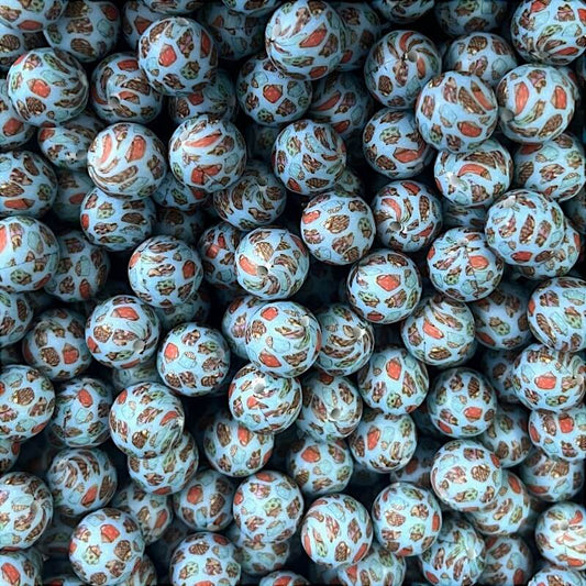 15mm Silicone Beads Dessert Themed Printed Design 50pcs