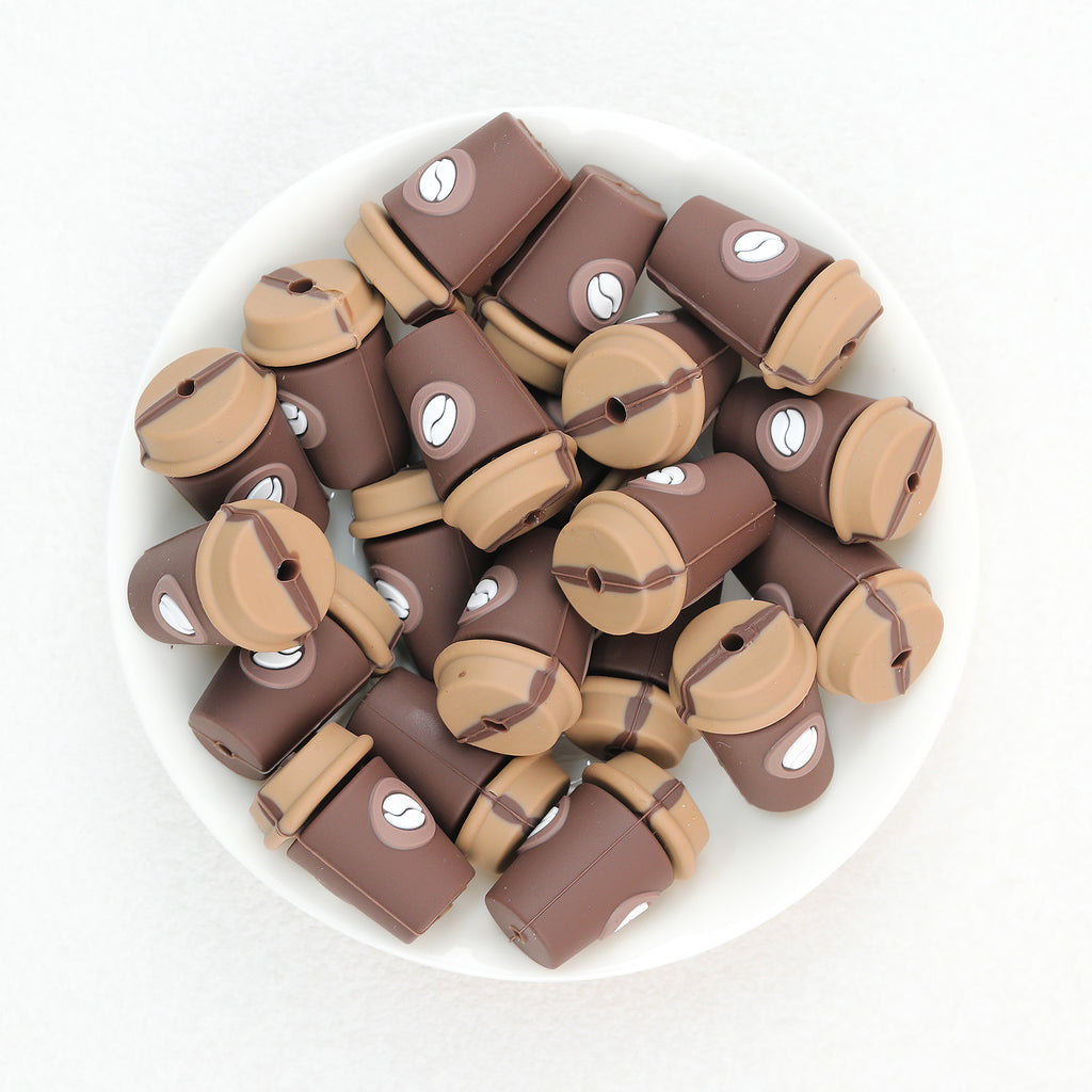 3D Dark Brown Coffee Cup Silicone Focal Beads 20Pcs  2