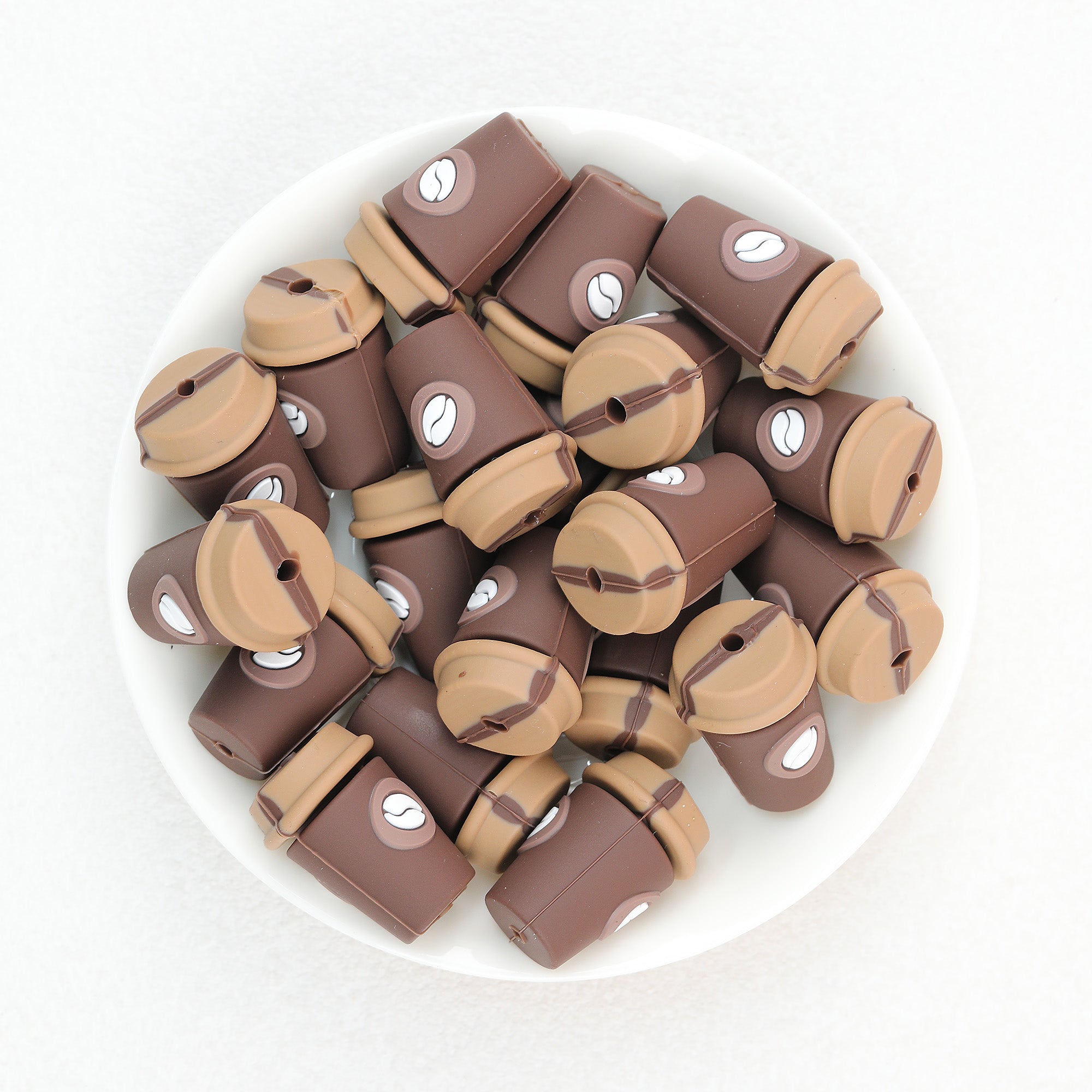 3D Dark Brown Coffee Cup Silicone Focal Beads 20Pcs  2