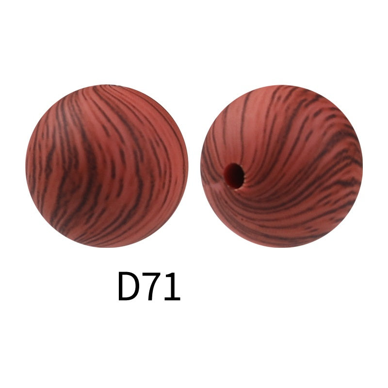 50Pcs 15mm Colored pattern printed silicone beads 73