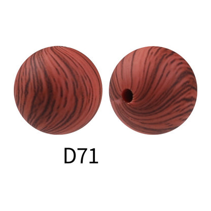 50Pcs 15mm Colored pattern printed silicone beads 73