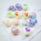Glow Acrylic Heart Beads Colorful Light In The Dark 2pcs