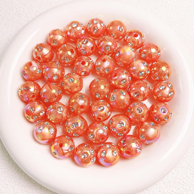 Diamond Round Acrylic Beads 16mm Glossy Faceted Mixed Colors 10pcs 9