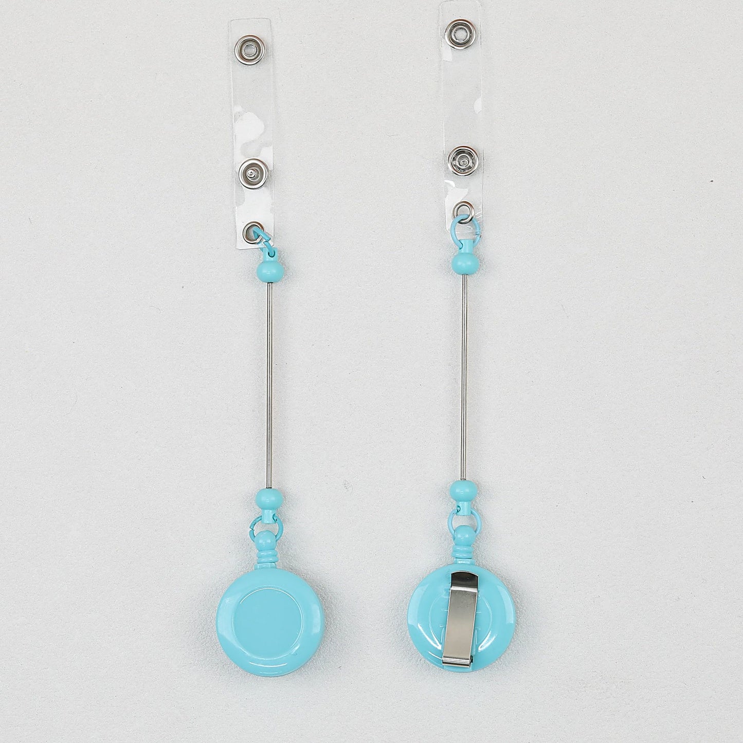 Beadable Badge Reels Retractable ID Keychain Clip - Sky blue