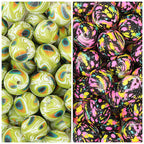 15mm Color Printed Round Silicone Beads 50pcs