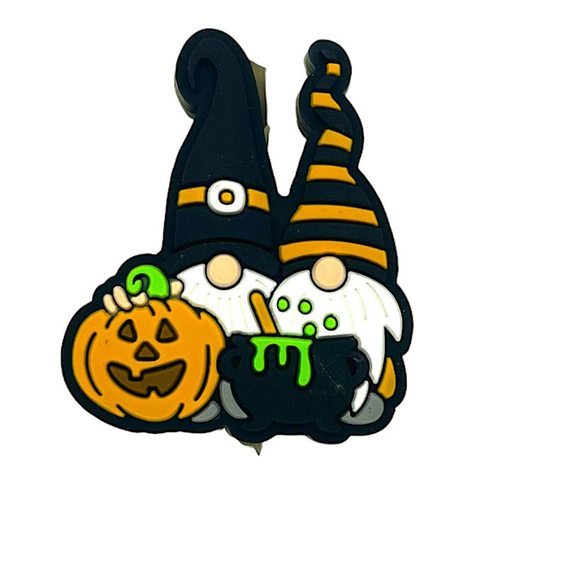 Silicone Focal Beads Halloween Gnomes Holding Pumpkin and Cauldron 20pcs