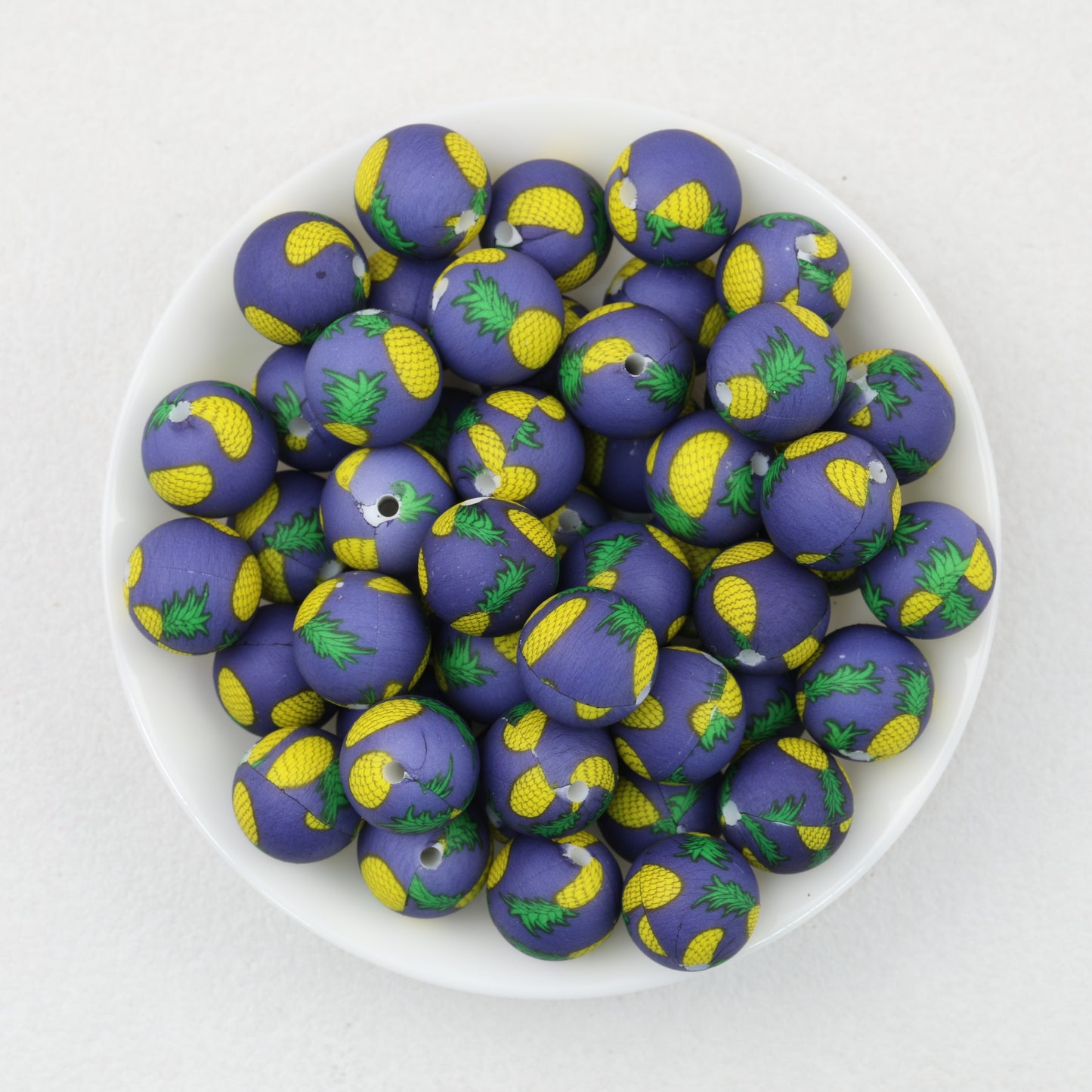 15mm Fruit Pattern Printed Silicone Round Beads 50pcs 3
