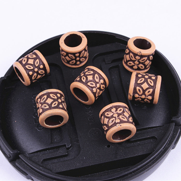 Clover Pattern Acrylic Beads 9mm Large Hole Rustic Wood Look 200pcs 3