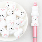 3D Cute Polar Bear Silicone Focal Beads 20Pcs 