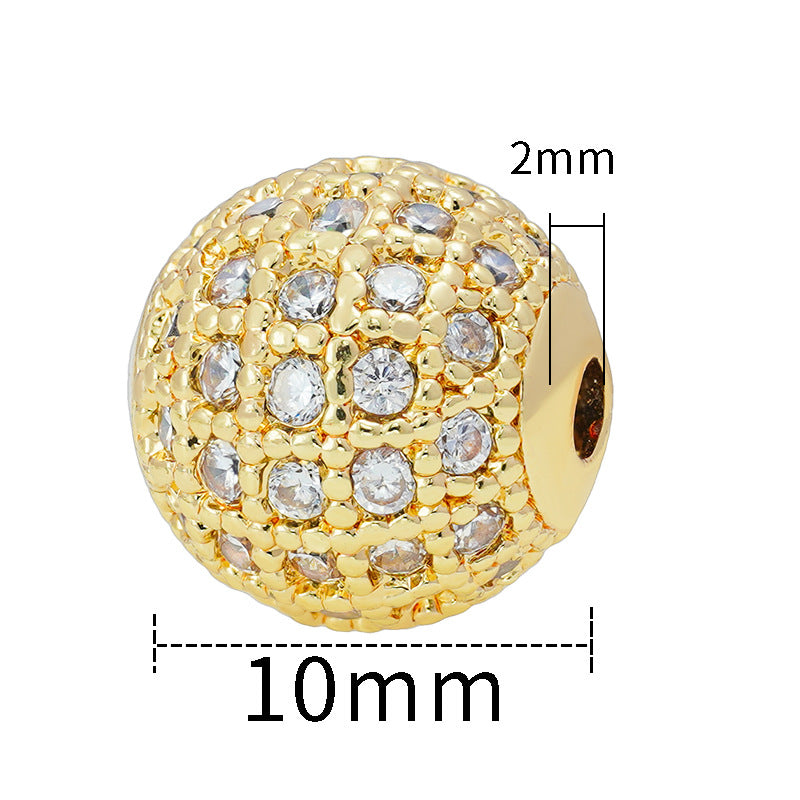 Fancy Zirconia Paved Brass Round Beads 6mm 8mm 10mm 30pcs 7