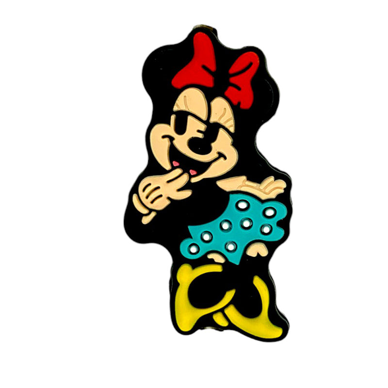 Silicone Focal Beads Minnie Mouse Iconic Red Bow Teal Dress 20pcs