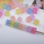 Transparent Square Acrylic Beads 7mm Crackle Texture 200pcs