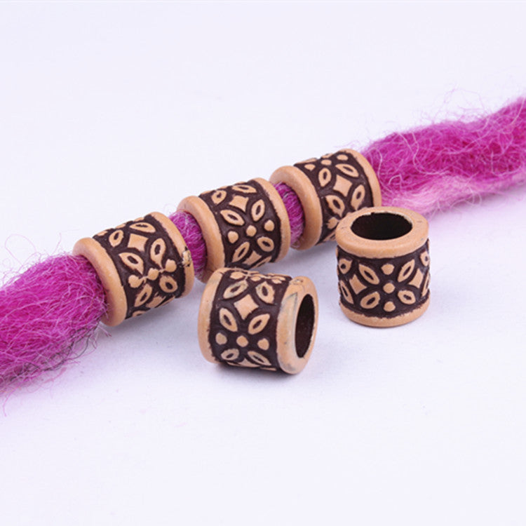 Clover Pattern Acrylic Beads 9mm Large Hole Rustic Wood Look 200pcs 2