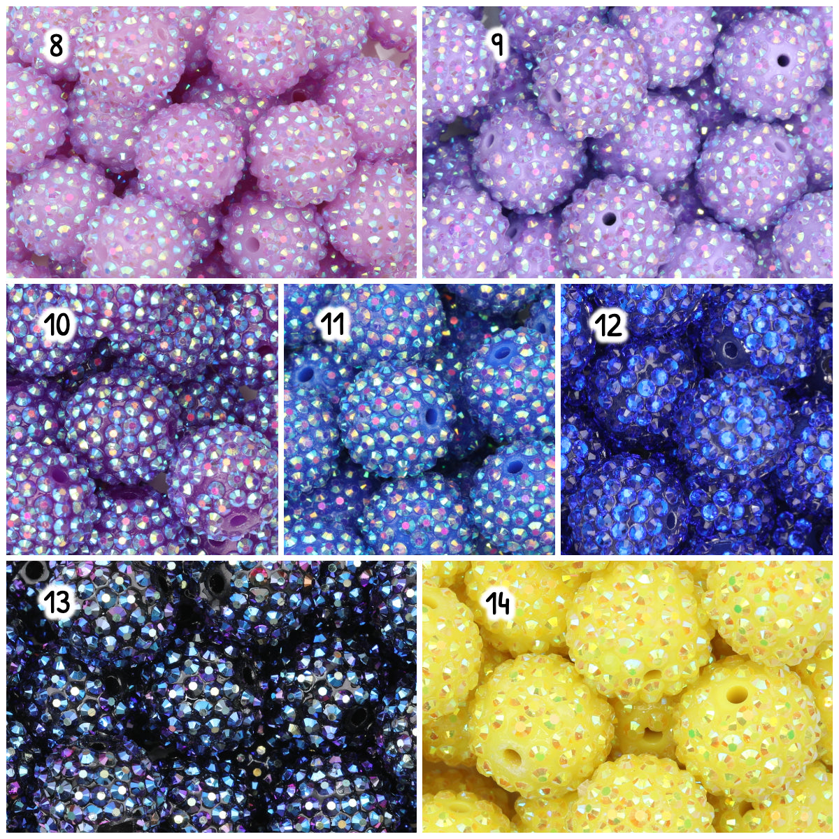 Multicolor Round Rhinestone Beads 20mm Sparkle Shine 50pcs 5