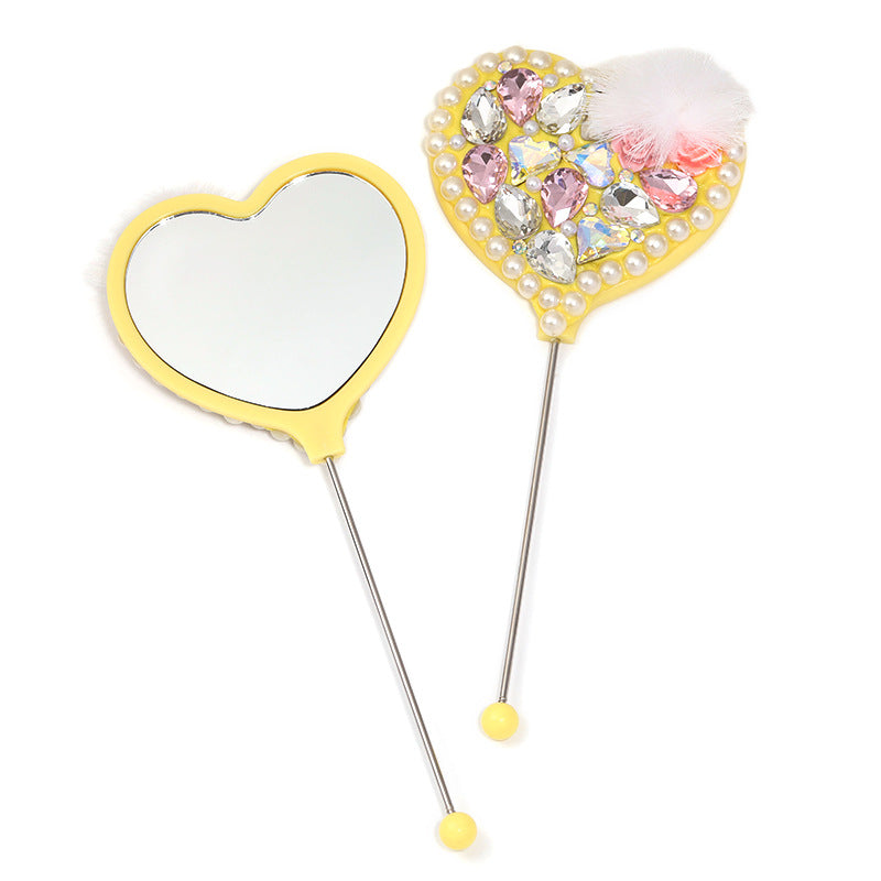 Beadable Heart Shape Handheld Makeup Mirror 31