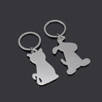 Metal Cat and Dog Keychain Silver Tone Animal Design 5
