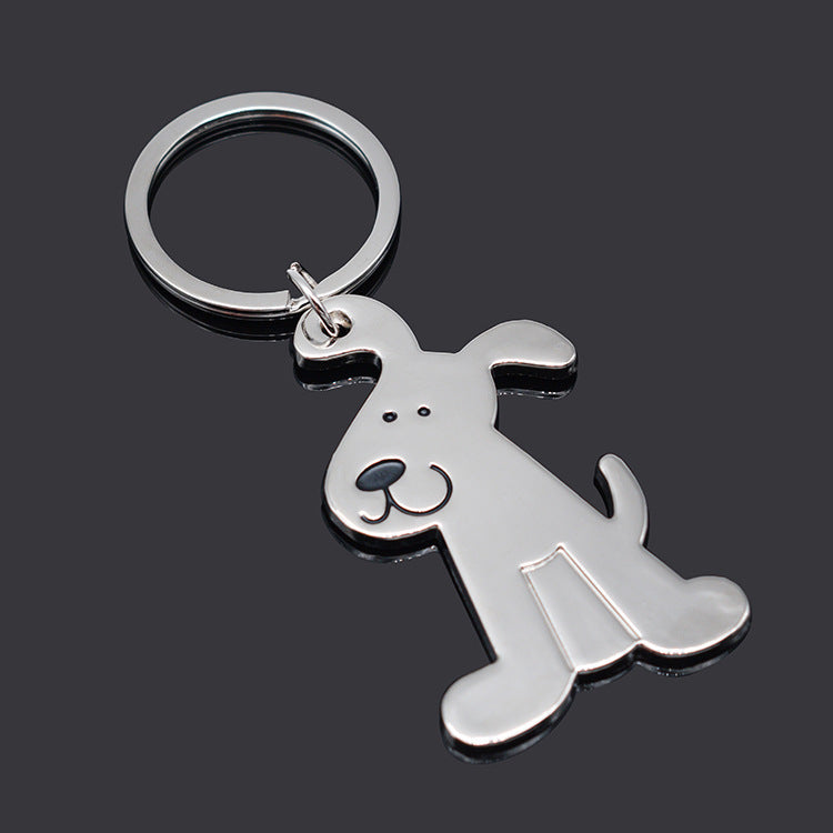 Metal Cat and Dog Keychain Silver Tone Animal Design 4