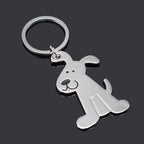 Metal Cat and Dog Keychain Silver Tone Animal Design 4