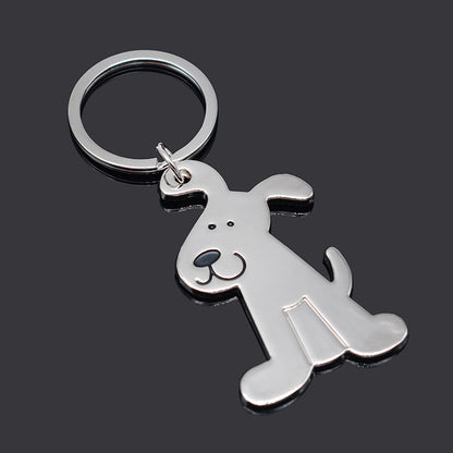 Metal Cat and Dog Keychain Silver Tone Animal Design 4