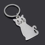 Metal Cat and Dog Keychain Silver Tone Animal Design 3